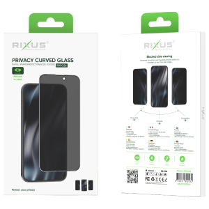 Rixus persónuverndar hert gler með bogakanti - iPhone 15 Pro Max